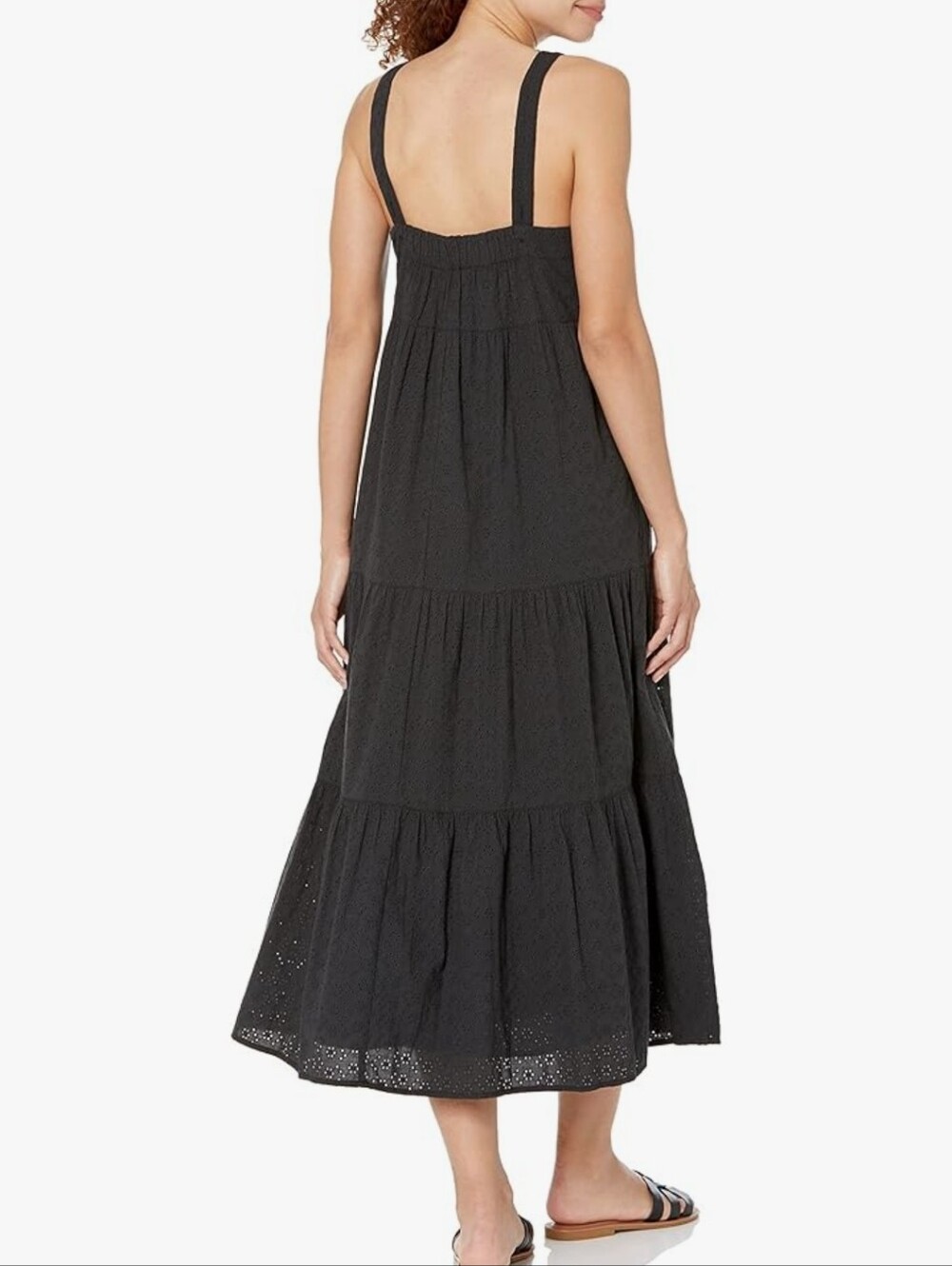 The Drop Britt Black Cotton Eyelet Tiered Midi Dress - Picture 2 of 12